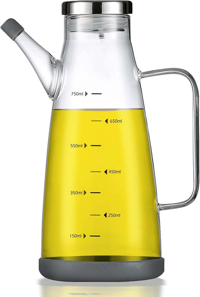 Oil Dispenser for Kitchen,25OZ Oil Bottles Cooking Oil Dispenser with Drip Free Spout and Non Slip Bottom Fits in Home,Kitchen,Barbecue,Party (750ml)