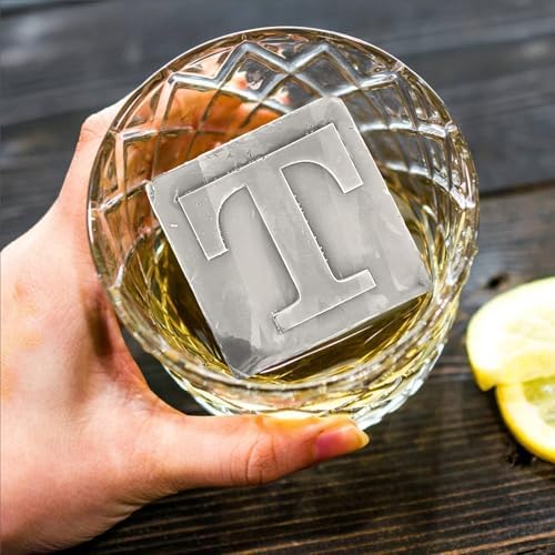 Letter T Monogram Ice Cube Mold Custom Ice Cube Mold 2 Inch Big Initials Silicone Ice Cube Tray Gifts for DAD Gifts for Him