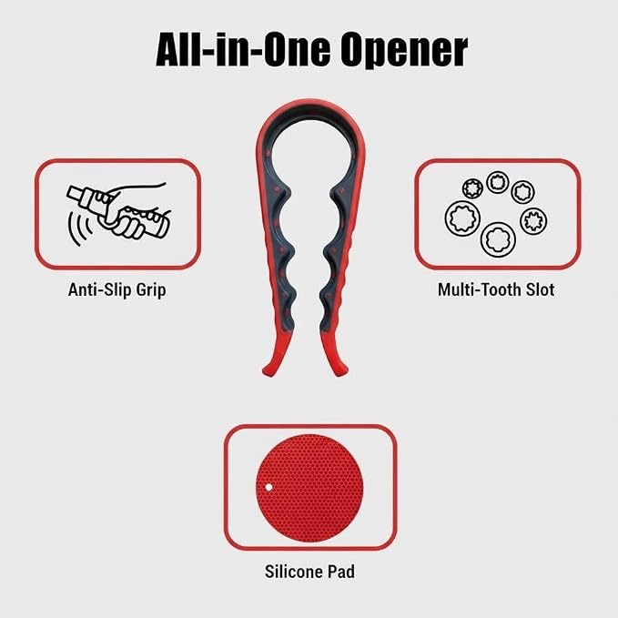 Jar Opener for Seniors with Arthritis, Easy Open Jar Opener Set, 5-in-1 Bottle Opener & 4-in-1 Lid Opener with Non Slip Grip Pad, Heavy Duty Kitchen Tools for Weak Hands & Elderly