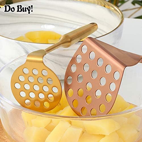 Potato Masher ，Stainless Steel Potato Ricer Press，Ergonomic Horizontal Handle &Multi-Function for Smooth Creamy Mashed Potato,Fruits,Vegetables Baby Food (2pcs, rose gold)