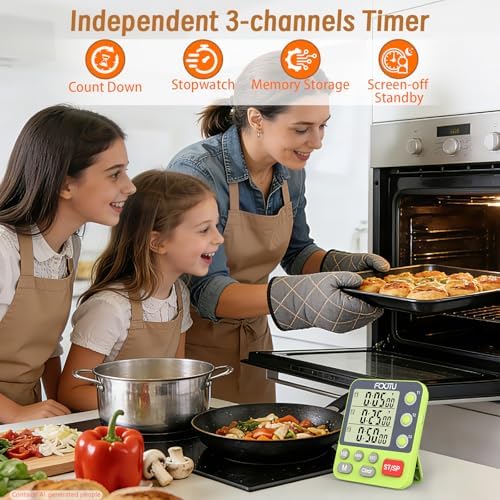 Digital Dual Kitchen Timer, 3-Channel Independent Countdown Timer