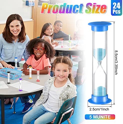 24 Pcs 5 Minute Sand Timer Plastic Hourglass 5 Min Visual Timer Mini Classroom Small Shower Hourglass for Teacher Classroom School Must Haves Supplies Egg Sand Clock Kids Time Management(Colorful)