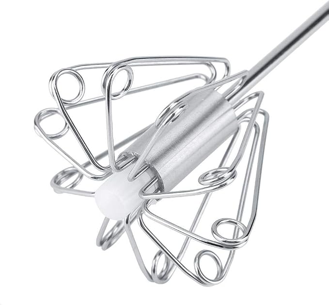 Fdit Rotatable Stainless Steel Kitchen Mixer Balloon Egg Beater Whisk for Whipping Manual Milk Cream Whisk Stirring Egg Tools