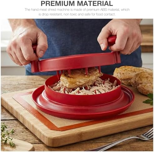 Manual Meat shredder Chicken Shredder Meat shredder Non Slip Base Efficient Manual Barbecue Claws Meat Slicing Tool with Double Handle Shredder for Chicken and Beef(red)