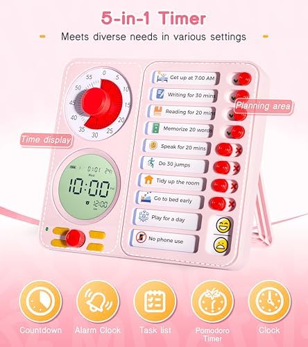 Herloreen Visual Timer for ADHD, Chore Chart & Task Planner for Kids,Adults