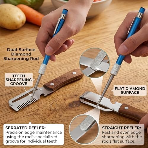 Multifunctional Vegetable Peeler 3 Piece Set Sharpening Rod Potato Peeler