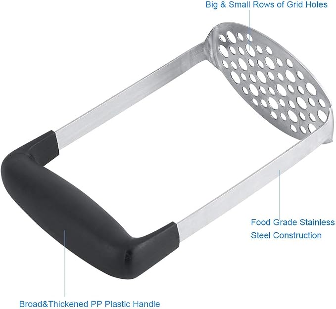 Stainless Steel Masher, Manual Potato Masher, Vegetable Mashing Tool. for Mashed Meat, Baby Food, Avocado, Bean, Fruit etc