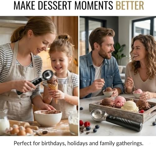 Heated Ice Cream Scoop, Rechargeable Electric Scooper USB-C Gelato(Black)