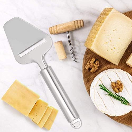 Stainless Steel Cheese Slicer with Long Handle, Heavy Duty Plane Cutting Tool for Semi-Soft and Semi-Hard Cheese, Silver