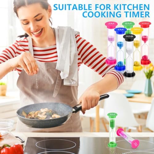 Sand Timer, KISEER 6 Pcs Colorful Hourglass Sandglass Sand Clock Timers Set 30sec / 1min / 2mins / 3mins / 5mins / 10mins for Brushing Children's Teeth, Cooking, Game, School, Office