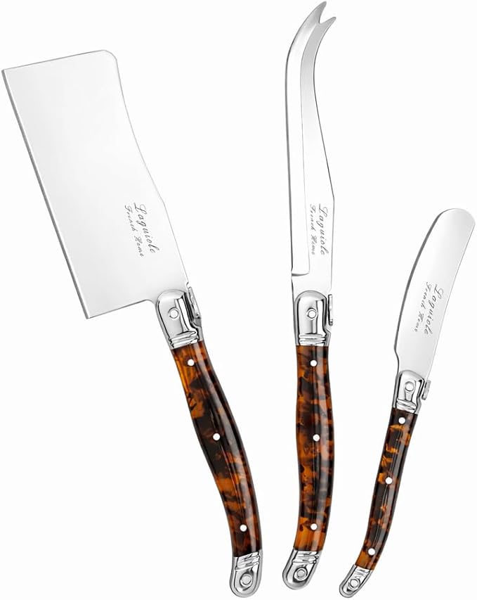 French Home 3-Piece Laguiole Tortoise Shell Cheese Knife Set
