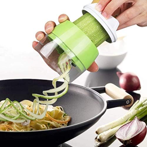 Handheld Spiralizer 3 in 1 Vegetable Slicer, Veggie Spiral Cutter Zucchini Noodle Spaghetti Maker Zoodle Maker Adjustable Spiral Slicer Onion Food Chopper for Low Carb Vegan Meals