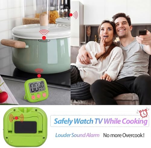 Weewooday 6 Pcs Digital Kitchen Timer Magnetic LCD Alarm, Colorful
