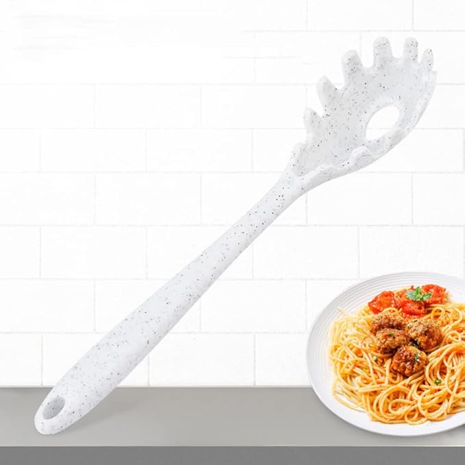 Spaghetti Spoon Silicone Pasta Fork Spaghetti Strainer Server Spoon Design Noodle Egg Cooking Tools for Kitchen Restaurant White Cooking