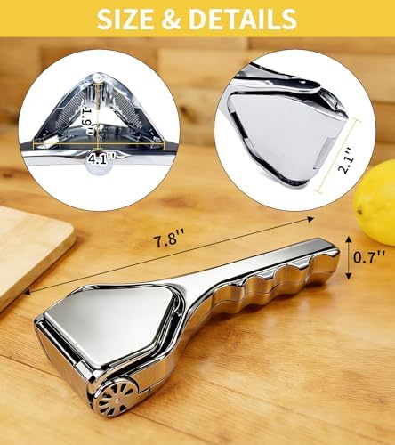 Silver Manual Lemon Squeezer, Handheld Citrus Press for Lemons and Limes