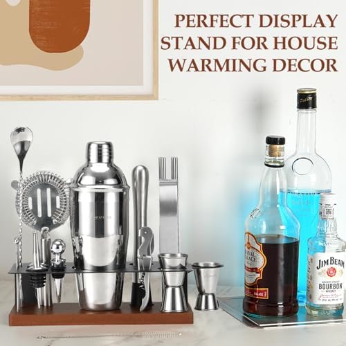 23-Piece Cocktail Shaker Set with Stand, 304 SS, Bartender Kit Gift