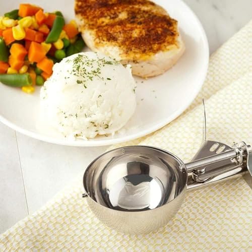 2Pack 3-3/4 OZ Ice Cream Portion Scoop with Trigger Release Food Disher with Ivory Handle #10 Food Portion Control Scoop Ice Cream Scooper Cookie Scooper for Baking