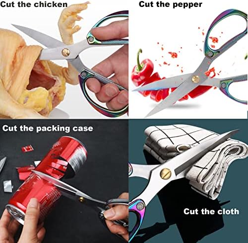 Poultry Shears 2-Pack, Heavy Duty Meat Scissors, Stainless Steel Spring Loaded, Turkey & Chicken Shears, Food Scissors