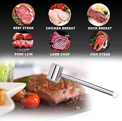 Stainless Steel Tenderizer Meat Hammer Pounder Dual-Sided Meat Mallet for Kitchen Tool Steak Pork Chicken Chop Cucumber Garlic