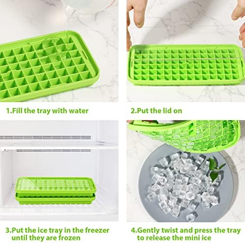 Webake Silicone Ice Cube Tray with Lid Easy Release Small Ice Molds 86 Grids Mini Crushed Tiny Ice Trays for Drinks Coffee Juice Whiskey Cocktails
