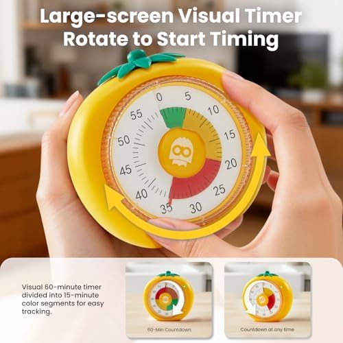 Magnetic Visual Timer, 60-Minute Countdown for Kitchen Classroom Homework