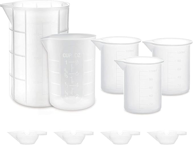 Gartful 9PCS Silicone Mixing Cups Set, Resin Casting Tool Kit, DIY Craft Set for Epoxy, 1pcs 700ml Oversize Measuring Cup, 1pcs 250ml Large and 3pcs 100ml Reusable Measurements Cups, 4pcs Mixing Cups