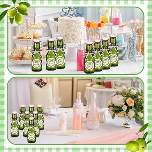 Queekay 20 Pack Mini Swing Top Glass Bottles with Labels