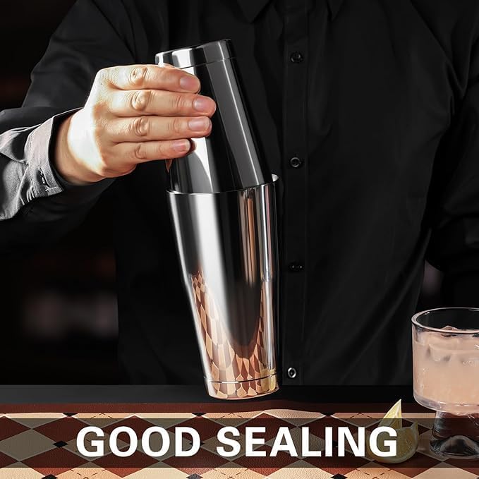 WOTOR Boston Cocktail Shaker Set of 3, 18 & 28 oz Stainless Steel (Silver)