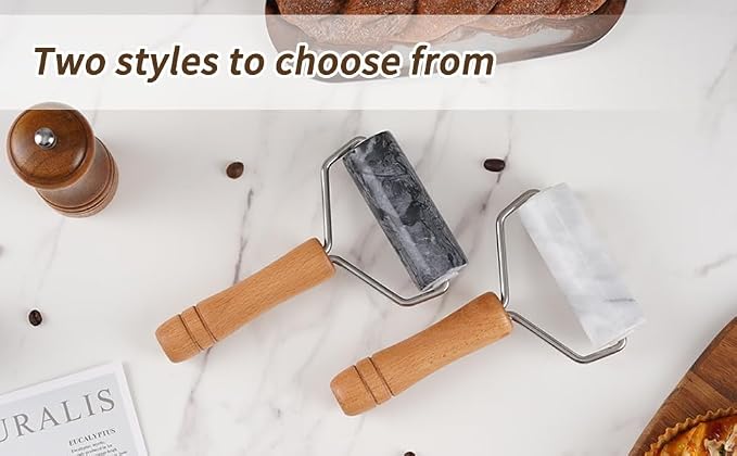 Small Marble Rolling Pin for Dough-Non-Stick T-shaped Hand Roller for Dough,Compact-Ideal for Home Bakers(Type B Black)