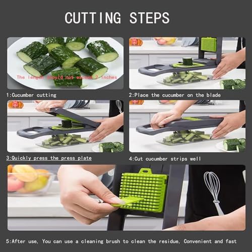 Multi Functional Vegetable Chopper, nicer dicer, 16 in 1 professional vegetable and food slicer, and Vegetable Cutter, for Potatoes, Onions, Vegetable Chopper with Container and Basket