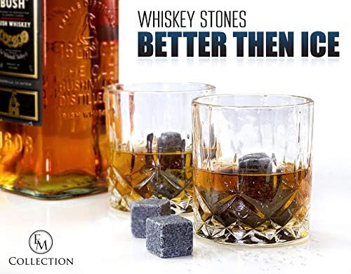 Whiskey Glasses Set of 2 with Whiskey Stones – Bourbon & Scotch Gift Set for Men, Dad, Birthday Gifts for Him