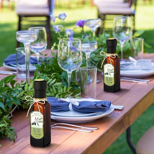 Reallnaive 20 Pcs 4oz Mini Olive Oil Bottles Bulk, Sqaure, Brown