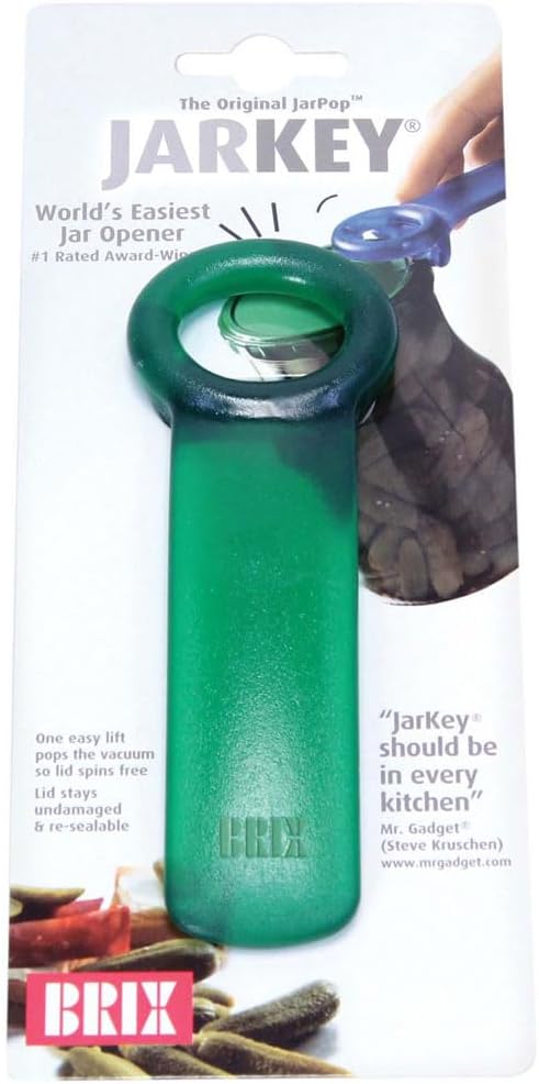 Brix Original Easy Jar Key Opener, Frosted Green, Vacuum-Seal Release Tool For Stubborn Lids, Arthritis And Carpal Tunnel Aid