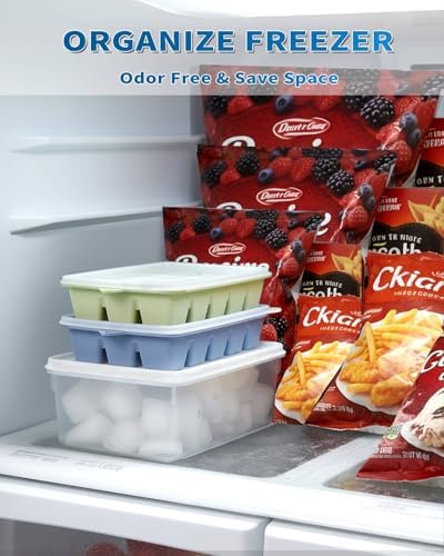 Ice Cube Tray with Lid and Bin, Silicone Ice Trays for Freezer