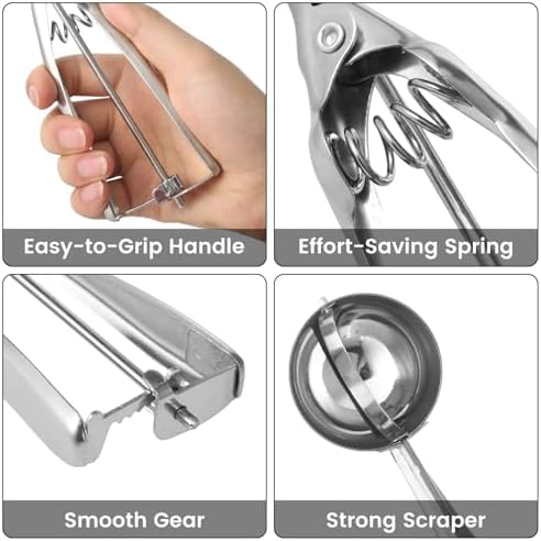 Cookie Scoop,Set of 3 Cookie Dough Scoops for Baking 1 Tbsp,2 Tbsp,3 Tbsp,Stainless Steel Ice Cream Scooper with Trigger Release for Cupcake,Ice Cream,Muffin,Meatball,Melonball (Pack of 2)