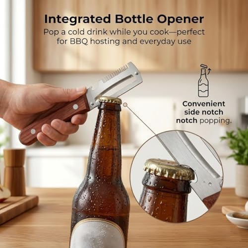 Julienne Peeler - Multi-Functional Vegetable Peeler, 2.5mm (0.1") Thickened 420 Stainless Steel with Glide-Path Zero-Pressure Cutting & Bottle Opener For Fruit Veggie Peeler (A)