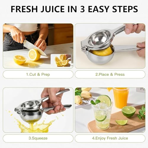 Stainless Steel Lemon Squeezer, Heavy Duty Citrus Juicer