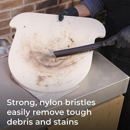 Everdure 2-in-1 Pizza Oven Brush and Scraper Tool - for Hard to Reach Areas and Keeping Your Oven Fresh and Clean - Nylon Bristles, Stainless Steel Spatula, Long Handle - Outdoor Pizza Oven Essential