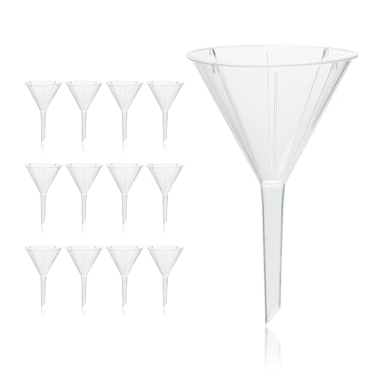 Utile 12pcs Plastic Analytical Funnel Set, PP Material, Top Diameter 40mm, Small Funnel for Lab Bottles, Recreational Activities, 4512.0012.12