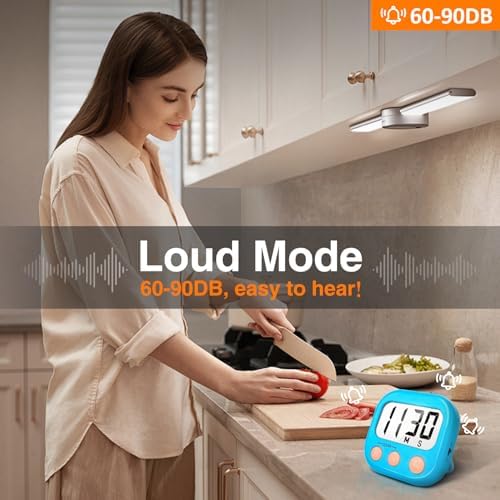 AOUCE Digital Kitchen Timers for Cooking, Timer for Kids 2 Pack Blue