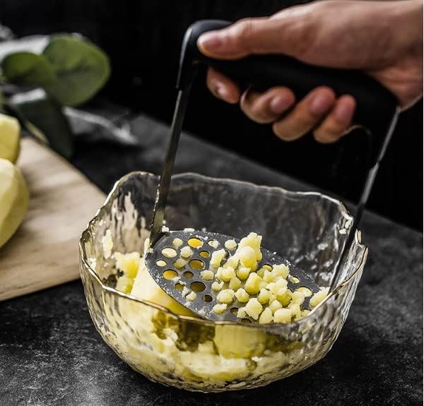 Potato Banana Masher, Stainless Steel Kitchen Masher Multifunctional Hand Mashed Ricer Fruit Vegetable Mashing Tool for Smooth and Mash Cooked Potatoes, Carrots and Fruits