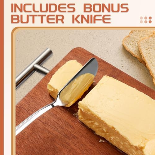 2 Pack Butter & Cheese Slicer Cutter, 17 Wires Butter Cutter with Stainless Steel Spreader Knife, Ergonomic Handle Portable Grip for Block Cheese, Soft Fruit, Egg