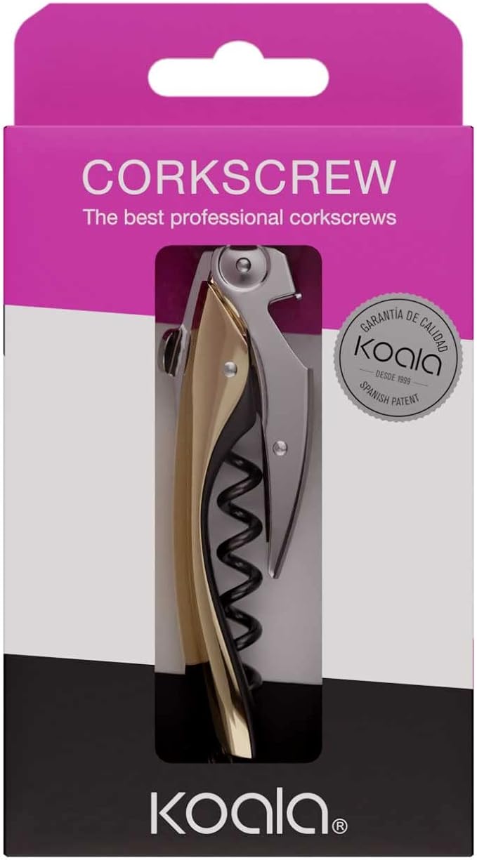 koala 6259dc01 High Tech Two Times Corkscrew, Plastic Stainless Steel Teflon, Gold