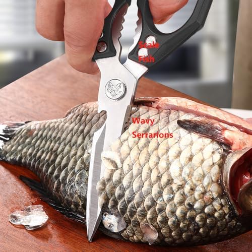 All Metal Kitchen Scissors for Food Heavy Duty Cooking Shears for Poultry Meat Sea Food Veagetable all Purpose Dishwasher Safe
