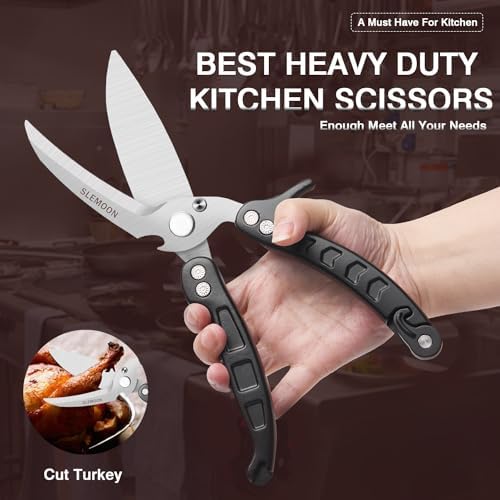 Heavy Duty Poultry Shears Kitchen for Chicken Meat Black,2pcs set
