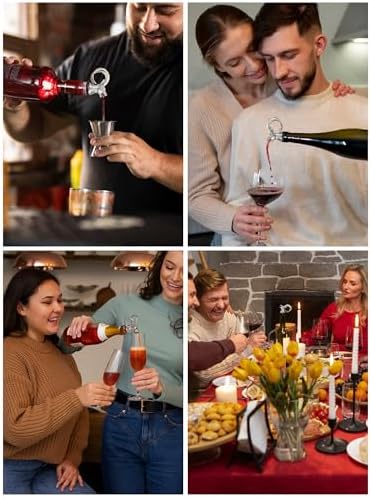 Ram Head Wine Pourer, Animal Wine Bottle Stopper and Liquor Pour Spout, Goat Antelope Wine Aerator with Silicone Rubber Fit, Metal Barware Gift for Wine Lovers, Fits Most Standard Bottles