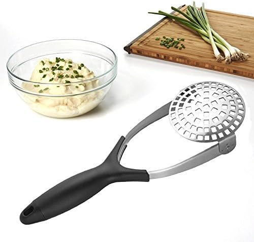 Kaycrown Potato Masher Ricer Professional Stainless Steel Avocado Masher Fruits Vegetables Eggs Crusher with Fine Grid Mashing Plate for Non-Stick Cookware