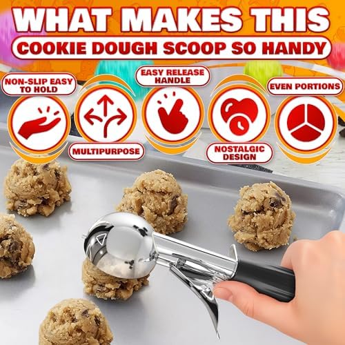 0.8 Oz Ice Cream Scoop with Trigger #40, Stainless Steel Portion Scoop