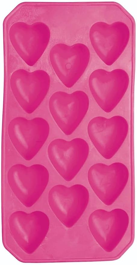 BarCraft Silicone Ice Cube Tray, Heart Shaped Ice Cube Moulds, 26 x 12cm, Pink
