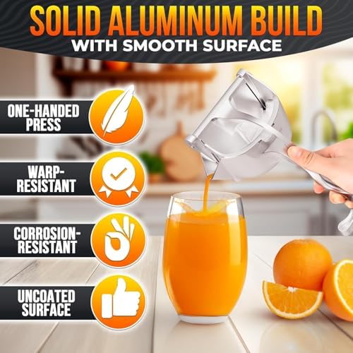 Hand Juicer Squeezer, Large 20 oz Aluminum Bowl with Pour Spout